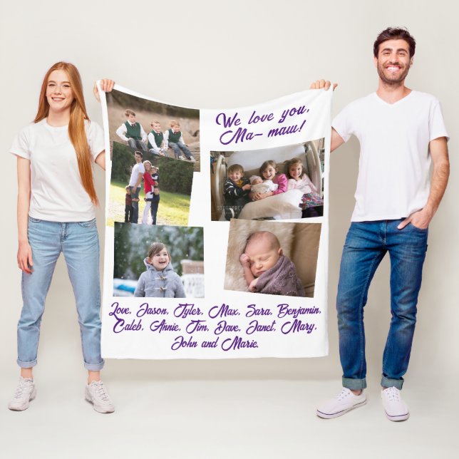 Personalisiertes Großeltern-Foto Fleecedecke (Beispiel)