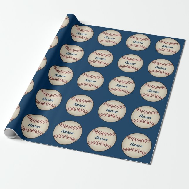 Personalisiertes großes Baseball-Wrapping-Papier Geschenkpapier (Ungerollt)
