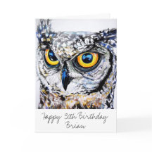 Personalisiertes Großes Horned Owl Happy Birthday 