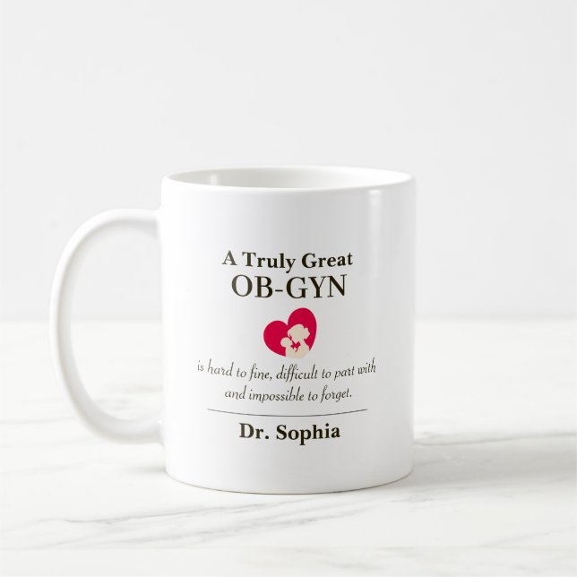 Personalisiertes großes OB-GYN-Dankeschön-Geschenk Kaffeetasse (Links)