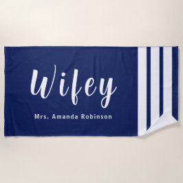Personalisiertes großes Wifey Beach Handtuch