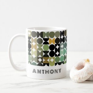 Personalisiertes grün braun schwarzes Retro-Art-Mu Kaffeetasse