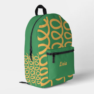 Personalisiertes Grün/Gelb Lustiges Muster Bedruckter Rucksack