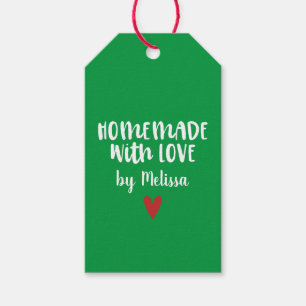 Personalisiertes Grün Selbstgemacht Mit Liebe Herz Geschenkanhänger