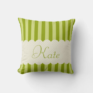 Personalisiertes Grün Streifen Polka Punkte Design Kissen