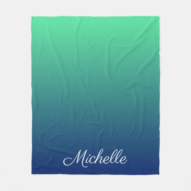 Personalisiertes Grün und blaues Ober Fleecedecke (Vorderseite)