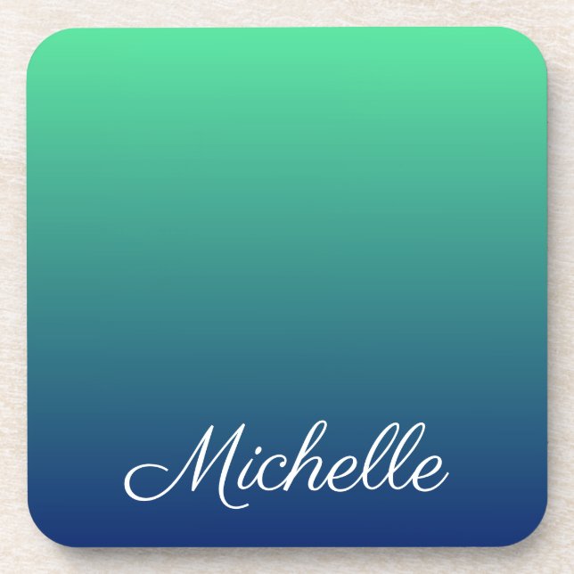 Personalisiertes Grün und blaues Ober Getränkeuntersetzer (Vorderseite)