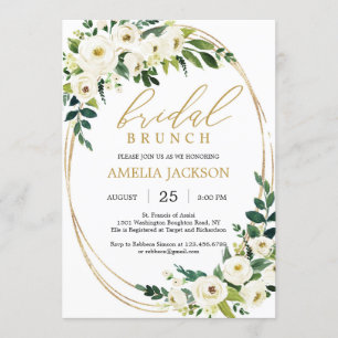 Personalisiertes Grün und Goldbrunch Einladung