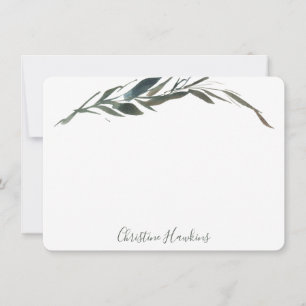Personalisiertes Grün Wasserfarbe Eukalyptus Olive Mitteilungskarte