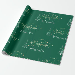 Personalisiertes Grüne Elegantes Skript Frohe Weih Geschenkpapier