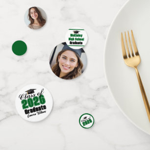 Personalisiertes grünes Abschlussfoto der Klasse 2 Konfetti