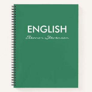 Personalisiertes grünes Englisch-Klassenzimmer-Sch Notizbuch