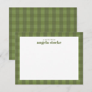 Personalisiertes grünes Gingham-Karo Mitteilungskarte