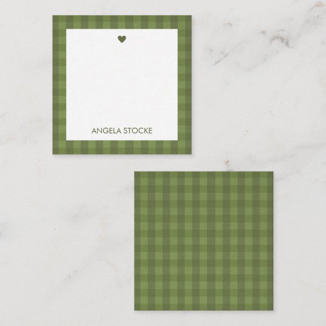Personalisiertes grünes Gingham Mitteilungskarte (Vorne/Hinten)