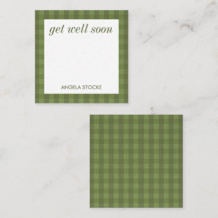 Personalisiertes grünes Gingham Mitteilungskarte