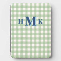 Personalisiertes grünes Gingham-Monogramm