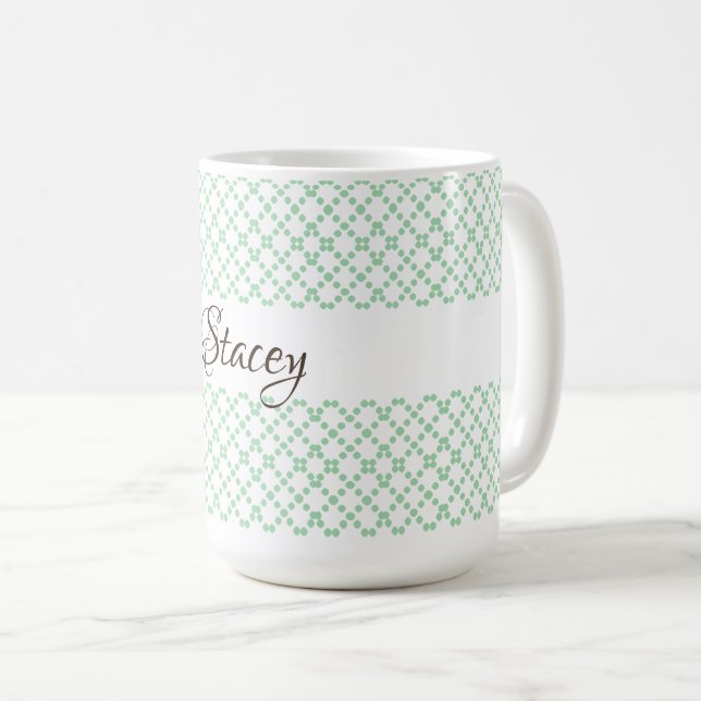 Personalisiertes Grünes Gitter Kaffeetasse (VorderseiteRechts)