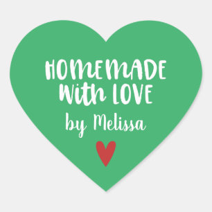 Personalisiertes Grünes Haus mit Liebe Herz-Aufkleber