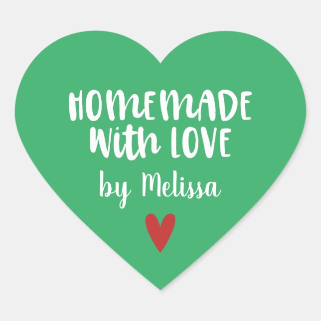 Personalisiertes Grünes Haus mit Liebe Herz-Aufkleber (Vorderseite)