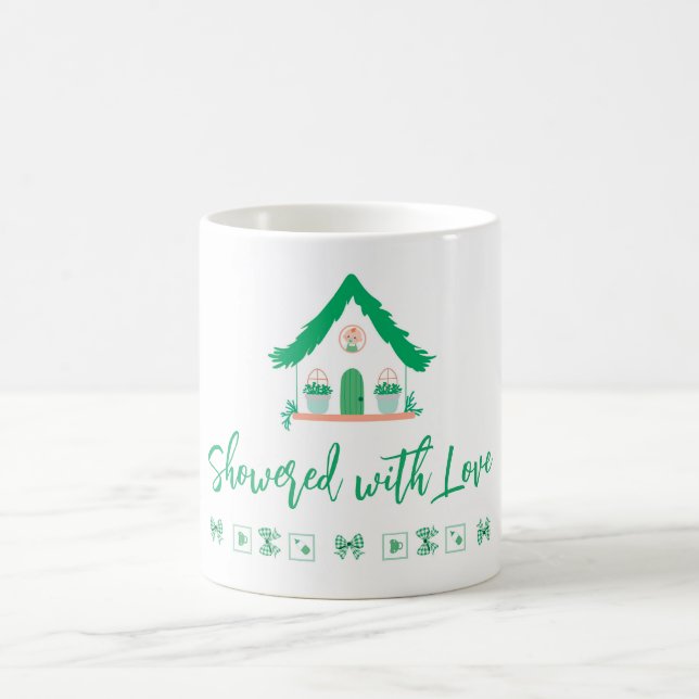 Personalisiertes Grünes Haus mit Liebe Kaffeetasse (Mittel)