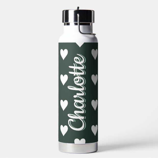 Personalisiertes grünes Herz Muster Trinkflasche (Links)