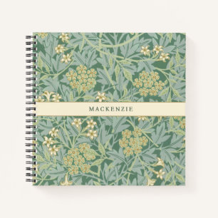 Personalisiertes grünes Jasmin-Blumenmuster Notizbuch