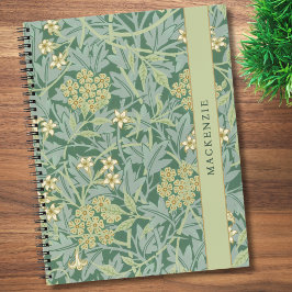 Personalisiertes grünes Jasmin-Blumenmuster Notizbuch