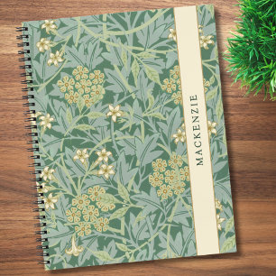Personalisiertes grünes Jasmin-Blumenmuster Notizbuch