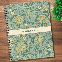 Personalisiertes grünes Jasmin-Blumenmuster Notizbuch