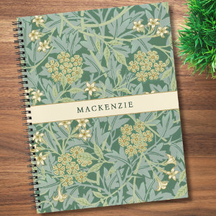 Personalisiertes grünes Jasmin-Blumenmuster Notizbuch