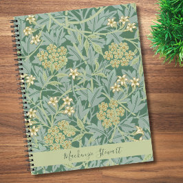 Personalisiertes grünes Jasmin-Blumenmuster Notizbuch