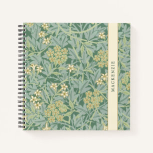Personalisiertes grünes Jasmin-Blumenmuster Notizbuch
