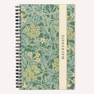 Personalisiertes grünes Jasmin-Blumenmuster Notizbuch