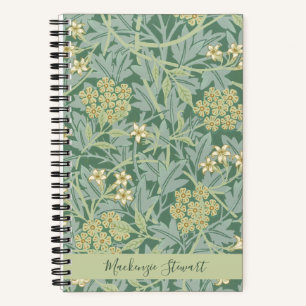 Personalisiertes grünes Jasmin-Blumenmuster Notizbuch