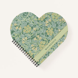 Personalisiertes grünes Jasmin-Blumenmuster Notizbuch