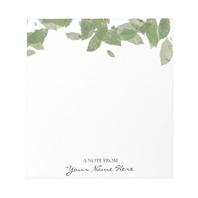 Personalisiertes grünes Leaf Notepad Notizblock (Vorderseite)