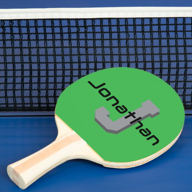 Personalisiertes grünes Monogramm-Initial-Design  Tischtennis Schläger (InSitu)