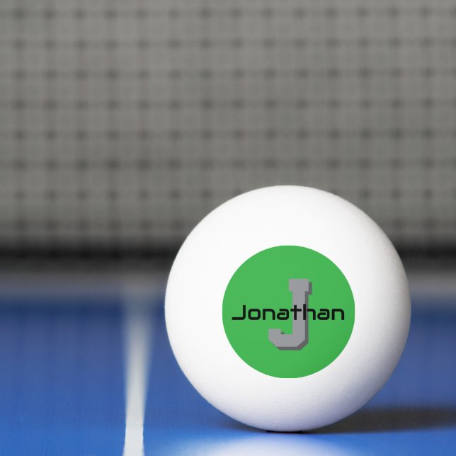 Personalisiertes grünes Monogramm-Initial-Design  Tischtennisball (Netto)
