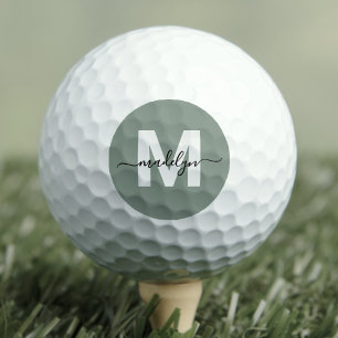 Personalisiertes grünes Monogramm-Initialen-Name Golfball