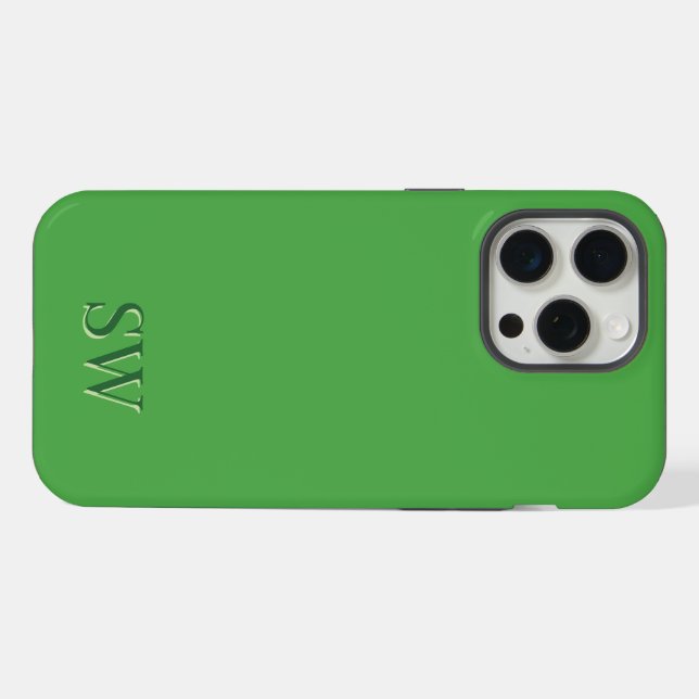 Personalisiertes grünes Monogramm iPhone Hülle (Rückseite (Horizontal))