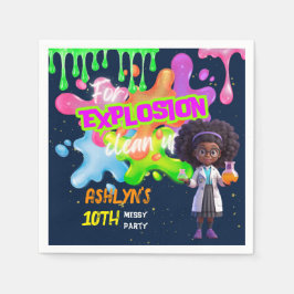 Personalisiertes grünes Slime Curly Hair Girl Scie Serviette