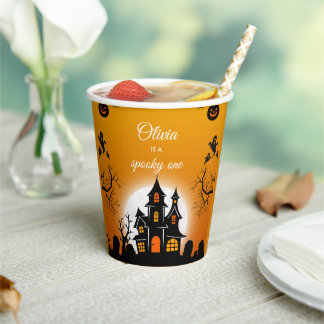 Personalisiertes Gruseliges Eins Halloween für Kin Pappbecher