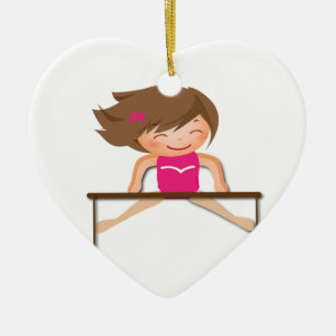 Personalisiertes GYMNASTIK Mädchen hält Geschenk Keramik Ornament