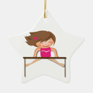 Personalisiertes GYMNASTIK Mädchen hält Geschenk Keramikornament