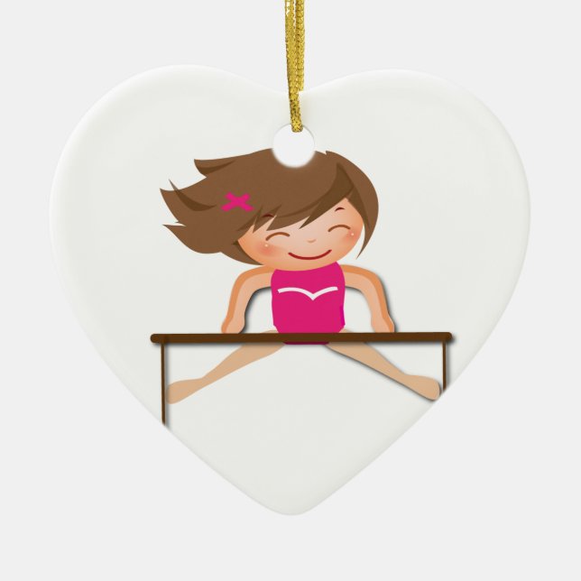Personalisiertes GYMNASTIK Mädchen hält Geschenke Keramik Ornament (Vorne)