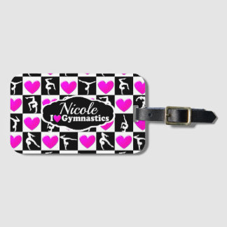 Personalisiertes GYMNNAST-DESIGN MIT PINK UND SCHW Gepäckanhänger