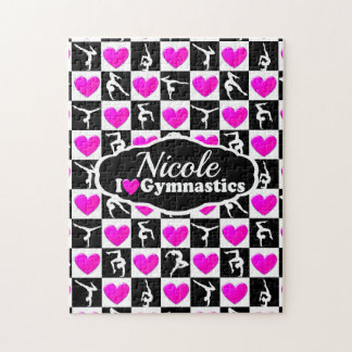 Personalisiertes GYMNNAST-DESIGN MIT PINK UND SCHW Puzzle
