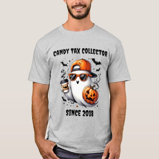 personalisiertes Halloween "Candy Tax Collector" T-Shirt (Vorderseite)