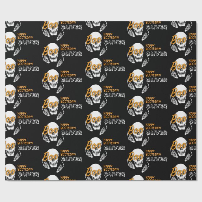 Personalisiertes Halloween-Geburtstagswrap Geschenkpapier (Flach)