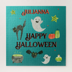 Personalisiertes Halloween-Geisterkatzen-Puzzle Puzzle